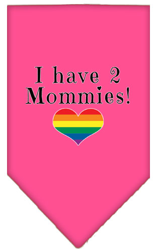 I Have 2 Mommies Screen Print Bandana Bright Pink Small